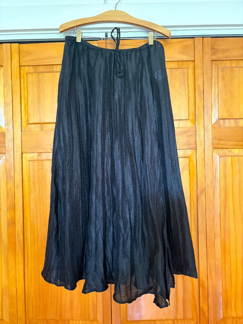 NWT J. Crew Linen Blend Pleated Drawstring Black Skirt with Split Size Medium